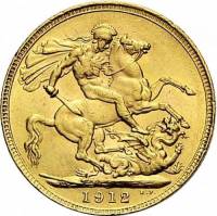 (№1911km819) Монета Великобритания 1911 год frac12; Sovereign (Георг V)